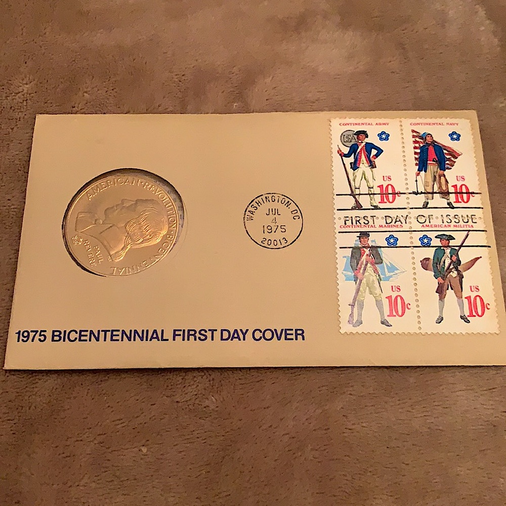 1975 Bicentennial First Day Cover Stamp and Medal